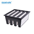 Clean-Link HEPA ULPA V W Bank Type Air Purifier Glassfiber Media Replacement Filter for HVAC System